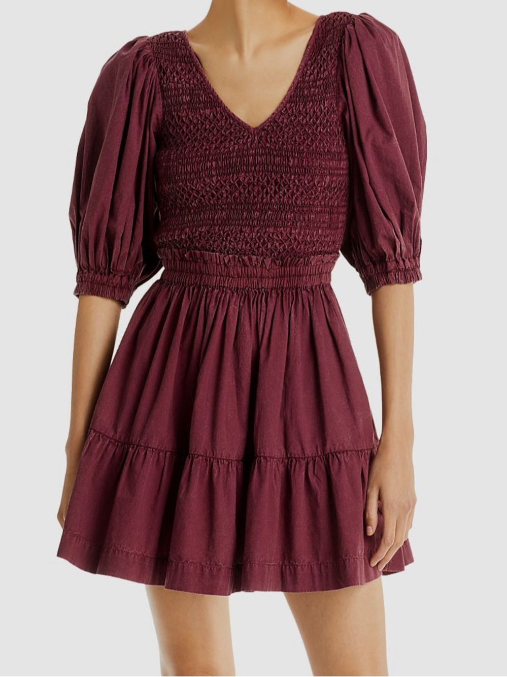 Sea NY Red Simona Smocked Bodice Mini Dress size 2
